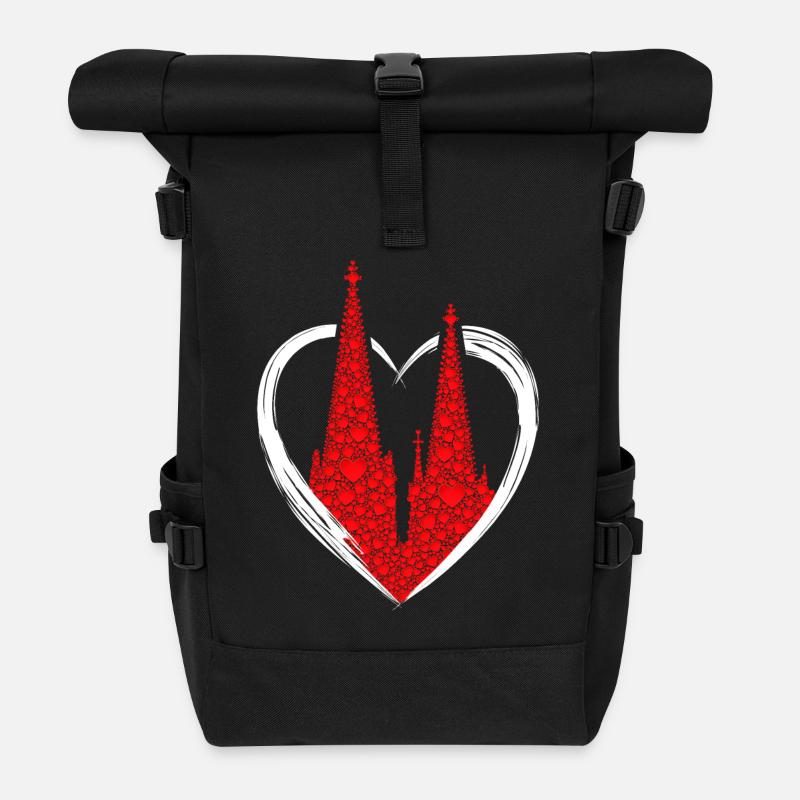 Kölner Dom Herzen Kölle Liebe Herz Karneval Köln - Rolltop Rucksack - Schwarz