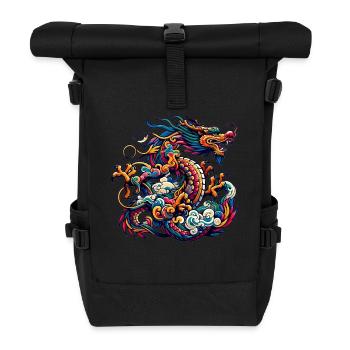 Oeuvre élégante de Dragon du zodiaque chinois pour les fêtes - Sac à dos roll top - noir - Devant