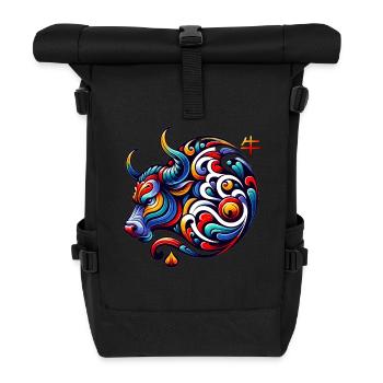 Chinese Zodiac Ox Astrological Sign Elegant - Roll Top Backpack - black - Front