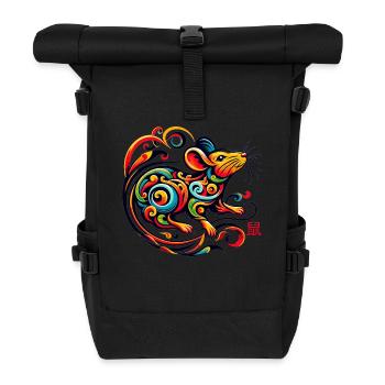 Œuvre d’art élégante de rat du zodiaque chinois pour la maison moderne - Sac à dos roll top - noir - Devant