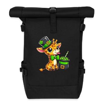 Kawaii Pizza: Salami & Jalapeno Dance - Roll Top Backpack - black - Front