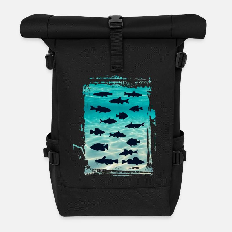 Aquariumfische Aquarianer Zierfische - Rolltop Rucksack - Schwarz