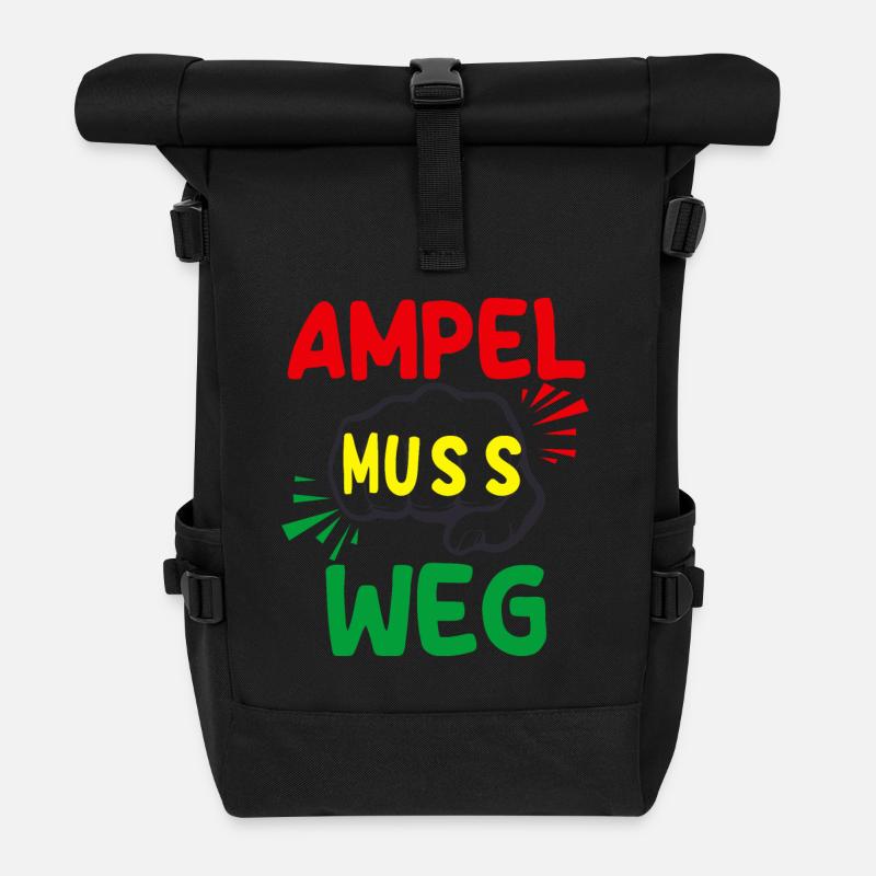 Ampel muss weg - Rolltop Rucksack - Schwarz