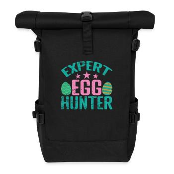 Expert Egg Hunter Easter Colorful Easter Eggs - Roll Top Backpack - black - Front