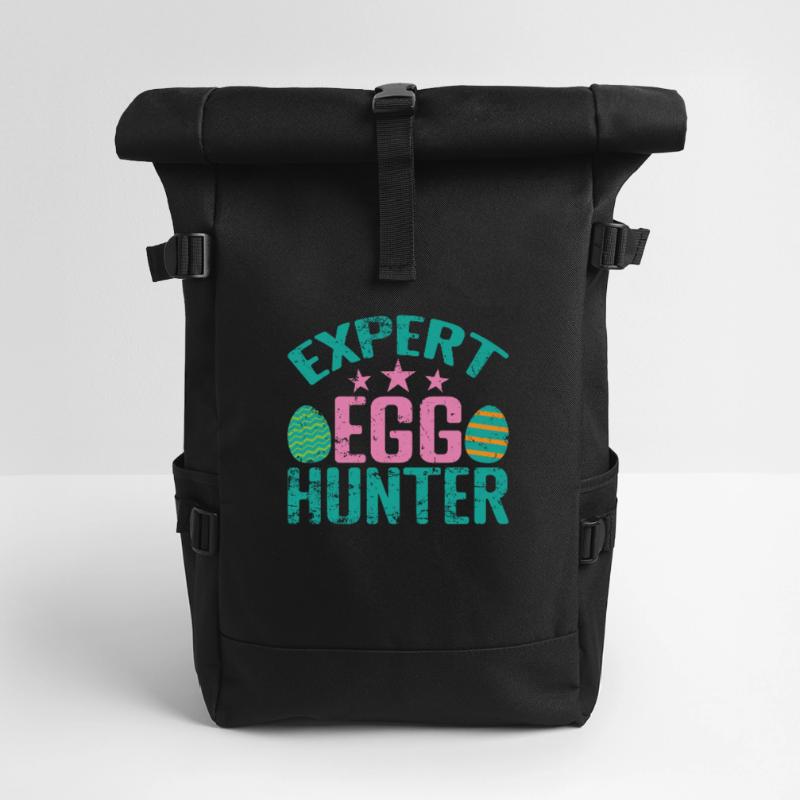 Expert Egg Hunter Easter Colorful Easter Eggs Roll Top Backpack