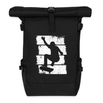 Skateboarding Boy Sketch - Roll Top Backpack - black - Front