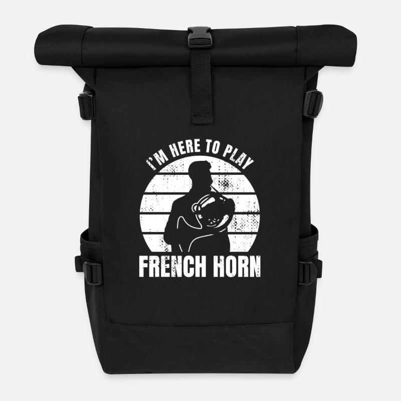 Ich bin hier um Waldhorn zu spielen - Rolltop Rucksack - Schwarz