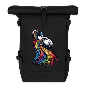 Aquarius Zodiac Elegant Rainbow Design - Roll Top Backpack - black - Front