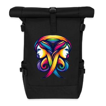 Gemini Zodiac Rainbow Harmony Design - Roll Top Backpack - black - Front