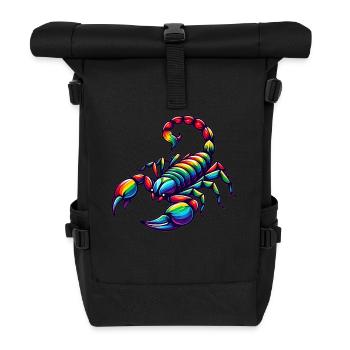 Scorpio Zodiac Design in Vivid Rainbow Hues - Roll Top Backpack - black - Front