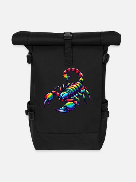 Conception du zodiaque Scorpion dans des teintes arc-en-ciel vives - Sac à dos roll top - noir