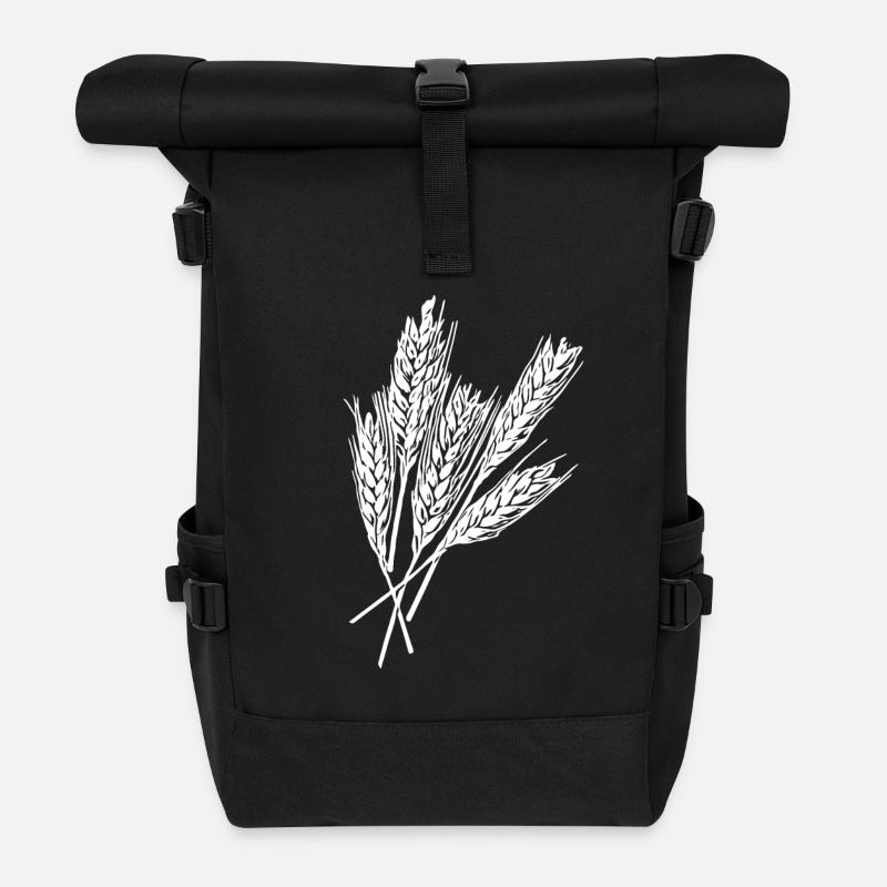 5 Weizen Ähren - Rolltop Rucksack - Schwarz