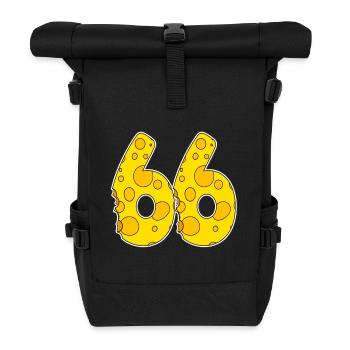 66 Jahre Lustig Käse - Rolltop Rucksack - Schwarz - Vorne