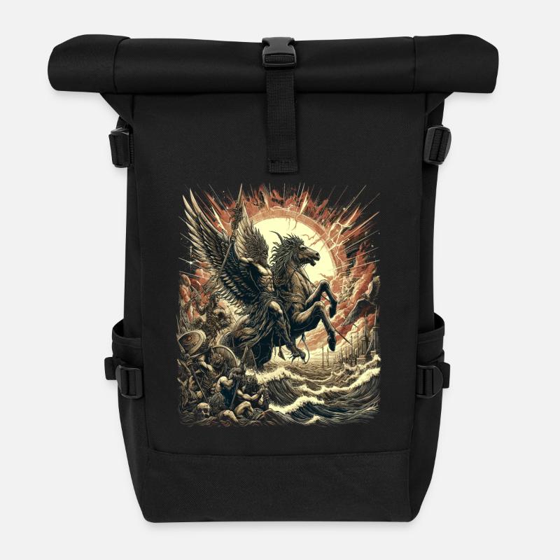 Mythos des göttlichen Reiters - Rolltop Rucksack - Schwarz