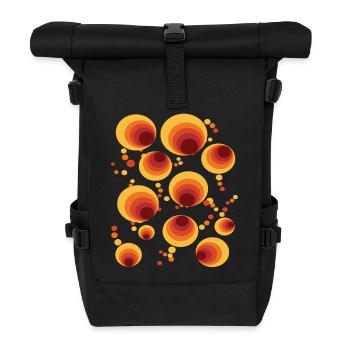 Abstract Polka Dots Circle Pattern - Roll Top Backpack - black - Front