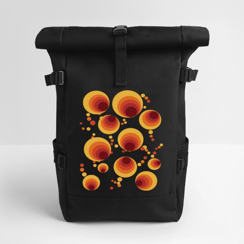Abstract Polka Dots Circle Pattern Roll Top Backpack