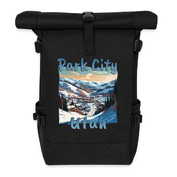 Park City Winter, Ski & Snowboard Grunge - Roll Top Backpack - black - Front