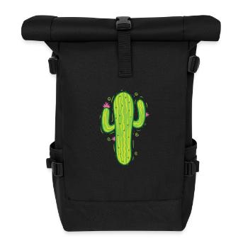 classic desert cactus plant - Roll Top Backpack - black - Front