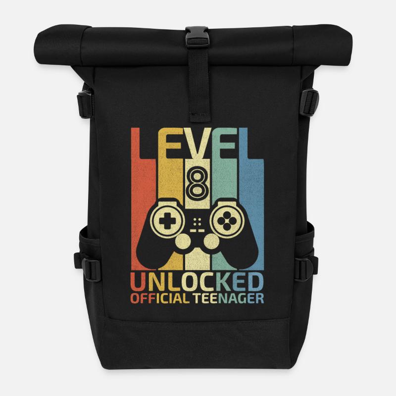 Level 8 Freigeschalteter offizieller Teenager - Rolltop Rucksack - Schwarz