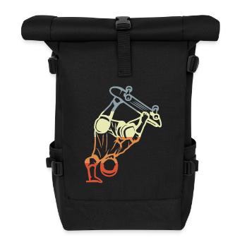 Skateboarder Sketch Vintage Look - Roll Top Backpack - black - Front