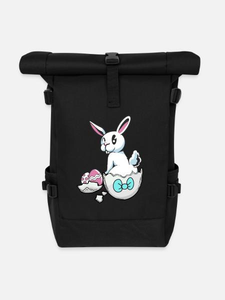 Pâques lapin coquille d’oeuf oeufs oeufs de Pâques oeufs d’enfant oeuf - Sac à dos roll top - noir