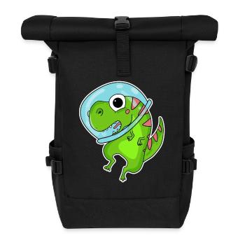 Dino Motif Dinosaur Space Astronauat - Roll Top Backpack - black - Front
