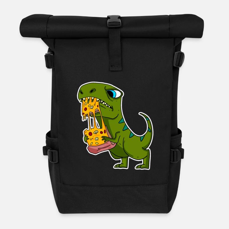 Pizza dinosaure à motif Dino Delicious - Sac à dos roll top - noir