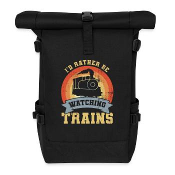 Lustiges Eisenbahner - Rolltop Rucksack - Schwarz - Vorne