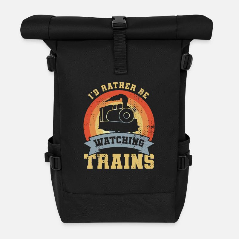 Funny railroad worker - Roll Top Backpack - black