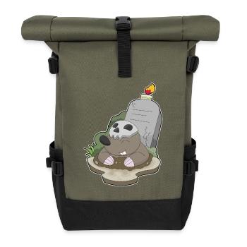 Maulwurf Halloween Grabstein Kerze - Rolltop Rucksack - Olive/Schwarz - Vorne