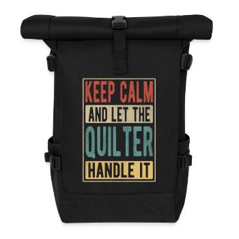 Quilter Retro Geschenk - Rolltop Rucksack - Schwarz - Vorne