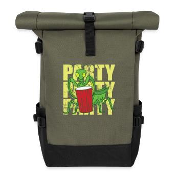 Party Gottesanbeterin mit Drink - Rolltop Rucksack - Olive/Schwarz - Vorne