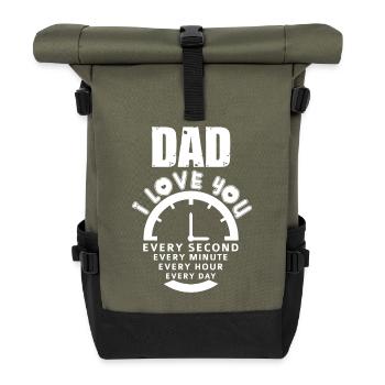 Dad i love you every second - Rolltop Rucksack - Olive/Schwarz - Vorne