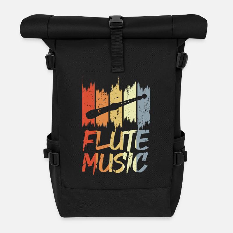 Vintage Flöte Musik - Rolltop Rucksack - Schwarz