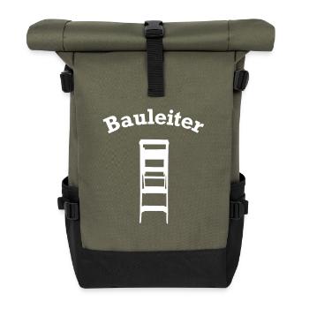 Bauleiter Baustelle Baustellen lustig - Rolltop Rucksack - Olive/Schwarz - Vorne