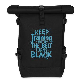 Karate, Keep Training until the Belt turns Black - Roll Top Backpack - black - Front