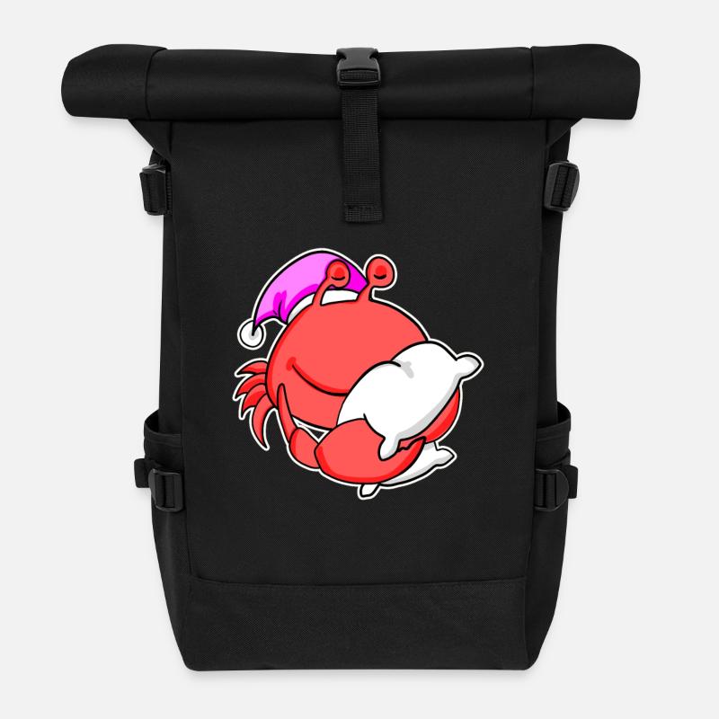 Krabbe Müde Ausschlafen Schlafen Mädchen - Rolltop Rucksack - Schwarz