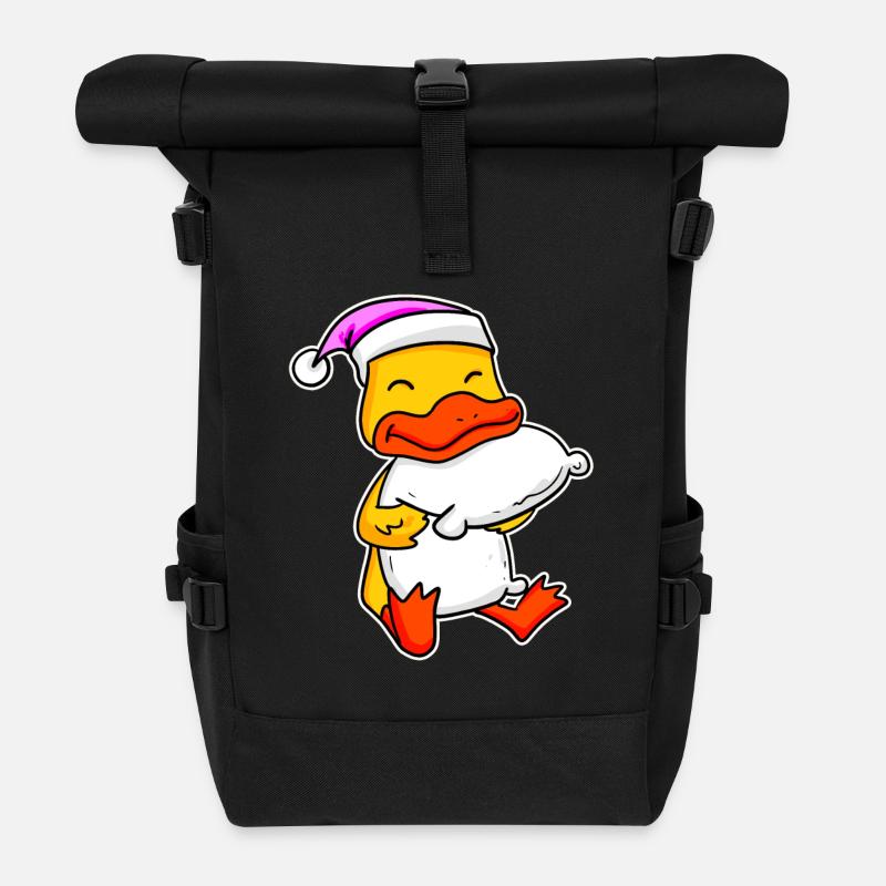 Ente Müde Ausschlafen Schlafen Mädchen - Rolltop Rucksack - Schwarz