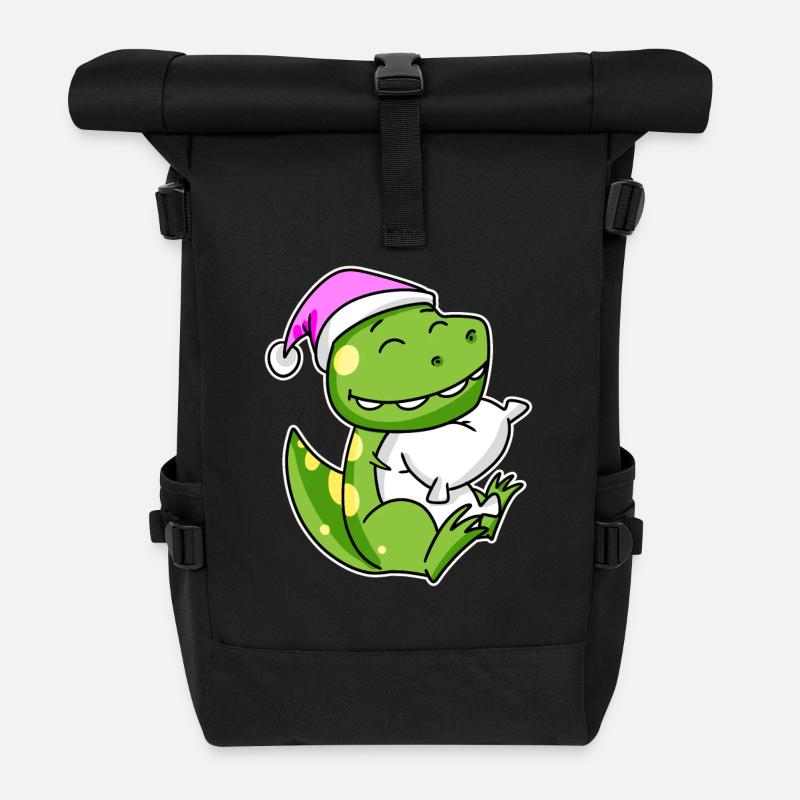 Dinosaurier Müde Ausschlafen Schlafen Mädchen - Rolltop Rucksack - Schwarz