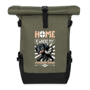 Zuhause - Litauische Bracke - Rolltop Rucksack - Olive/Schwarz - Vorne