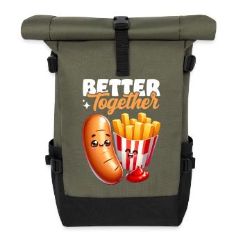 Better Together – Bratwurst Pommes Imbiss - Rolltop Rucksack - Olive/Schwarz - Vorne
