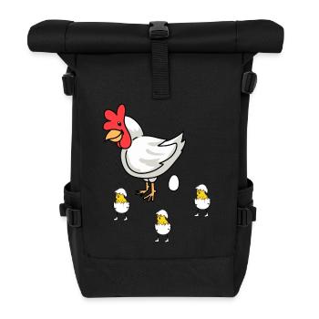 Poule de Pâques poussin bébé oeufs coquille d’oeuf volaille - Sac à dos roll top - noir - Devant