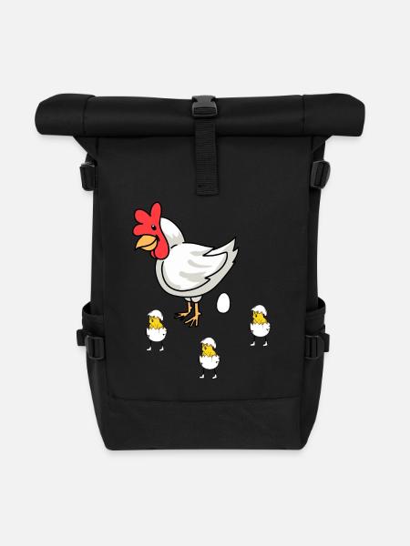 Ostern Henne Küken Baby Eier Eierschale Geflügel - Rolltop Rucksack - Schwarz