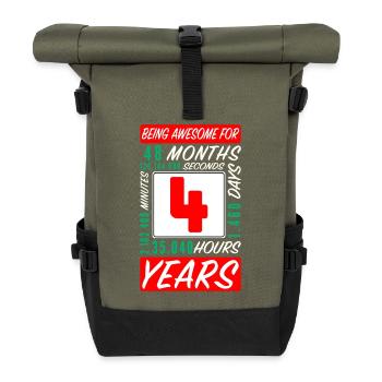 Children 4 Years Birthday Months Hours - Roll Top Backpack - olive/black - Front
