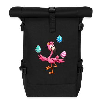 Flamingo Jongleur mit Ostereiern Fest - Rolltop Rucksack - Schwarz - Vorne