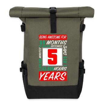 Kinder 5 Jahre Geburtstag Monate Stunden - Rolltop Rucksack - Olive/Schwarz - Vorne
