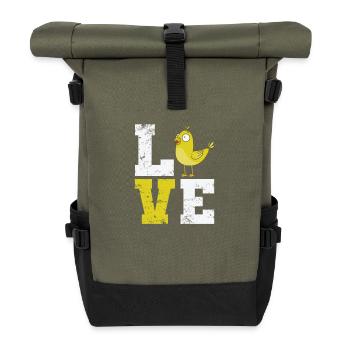 Love lettering with canary - Roll Top Backpack - olive/black - Front