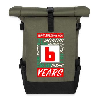 Children 6 Years Birthday Months Hours - Roll Top Backpack - olive/black - Front