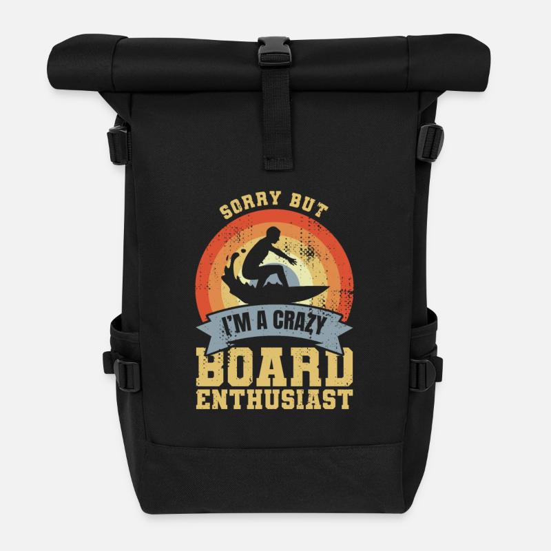 Verrückter Surfer - Rolltop Rucksack - Schwarz