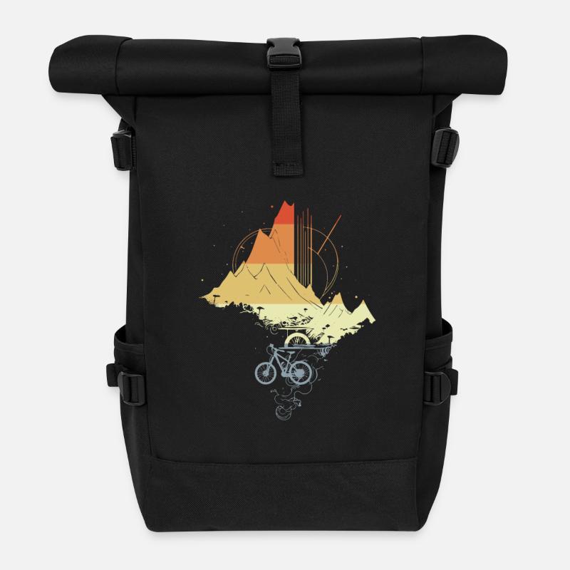 Mountain Biking Vintage - Roll Top Backpack - black